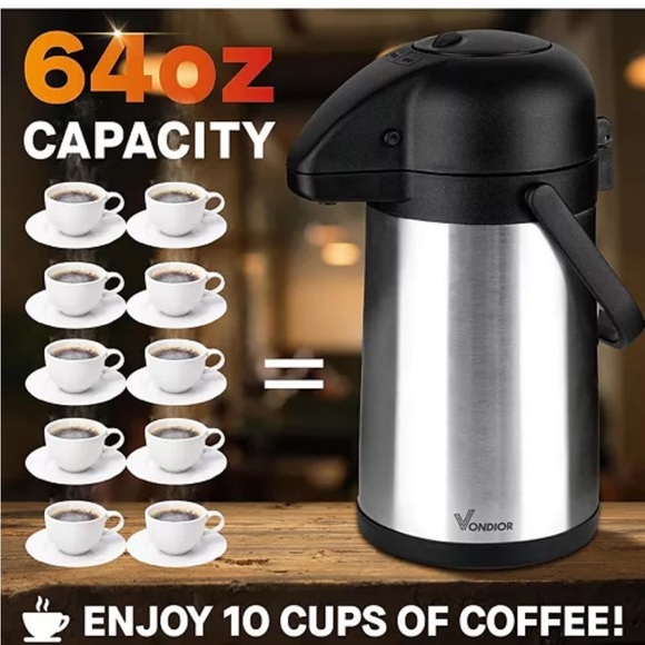Thermal Coffee☕️Carafe Dispenser 64 oz: Insulated Hot🥵/Cold🥶Stainless Steel - Picture 4 of 5